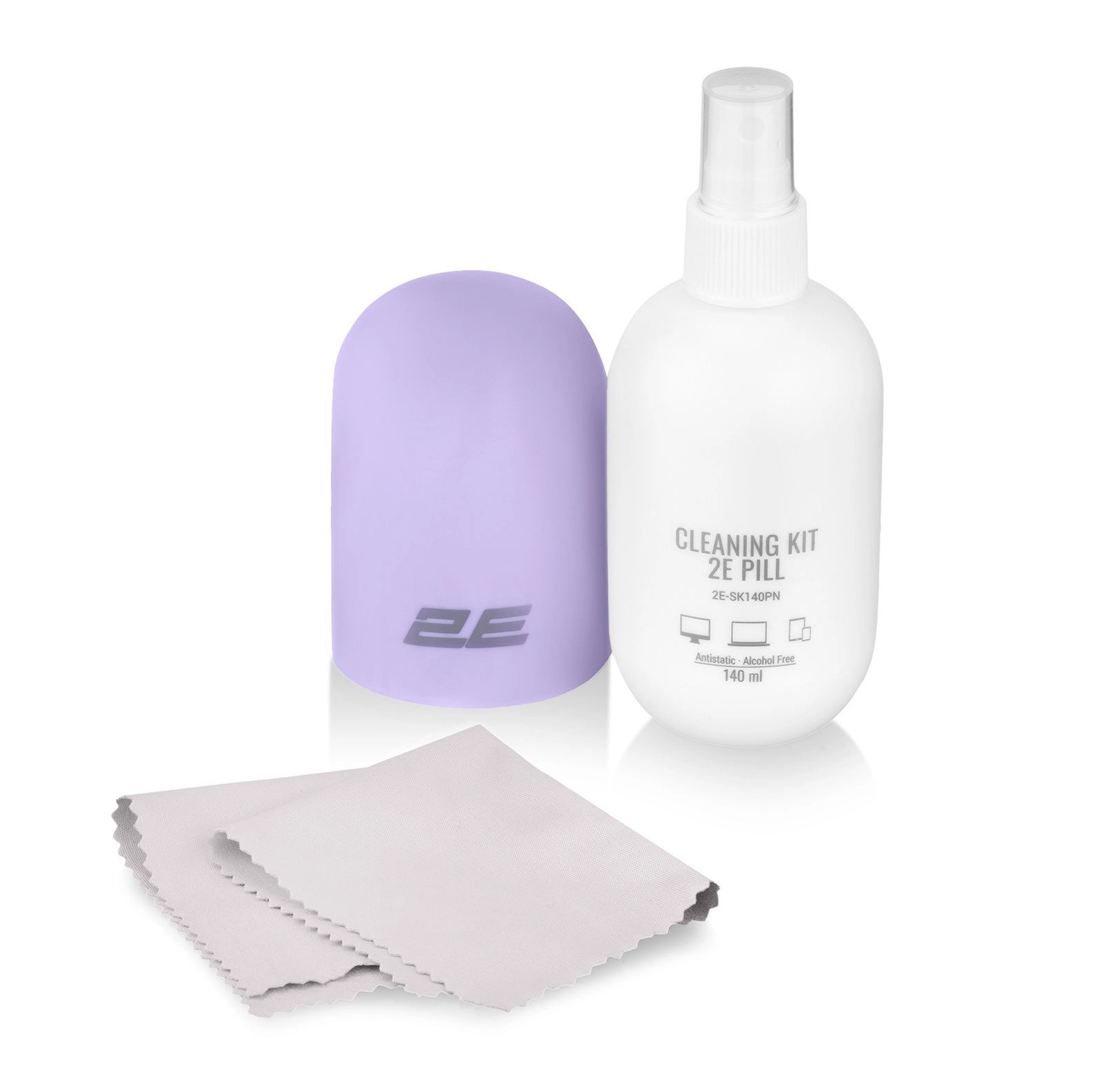 Tozalash to‘plami 2E PILL ofis texnikasi uchun (Liquid 140 ml + salfetka 20 sm), White-lilac O'zbekistonda