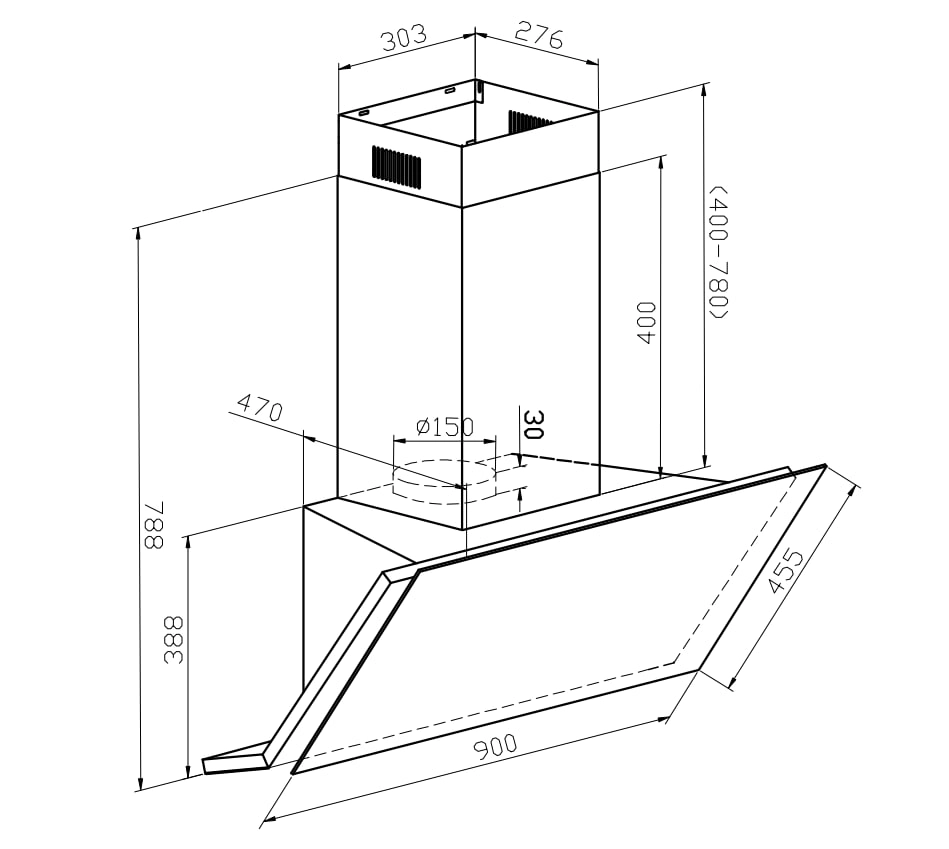 Вытяжка Hofmann INOX H90 недорого