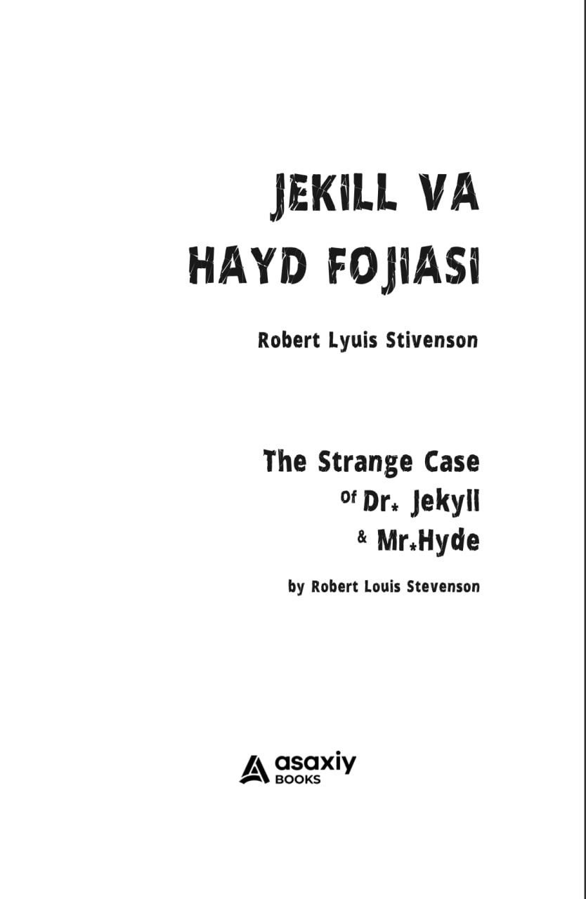 Robert Lyuis Stivenson: Jekill va Hayd fojiasi arzon