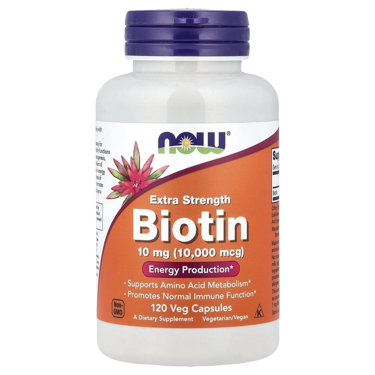 NOW Foods, Biotin, 10 mg, 120 vegetarian kapsulalari (00479) sotib olish