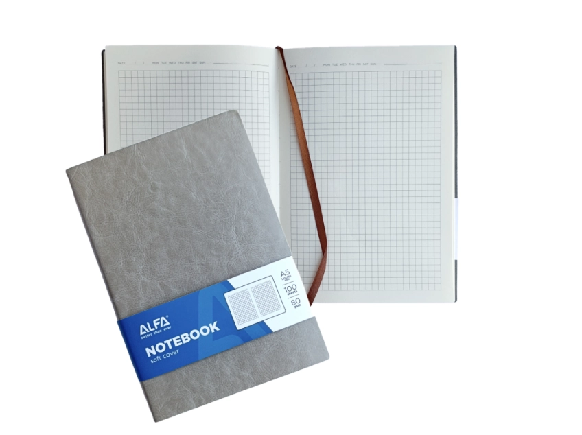 Daftar, ichki qismi PVX, katakli, 3 xil rangda, A5 formatda, 100 sahifa 80gsm 1NB003 (1/100) sotib olish