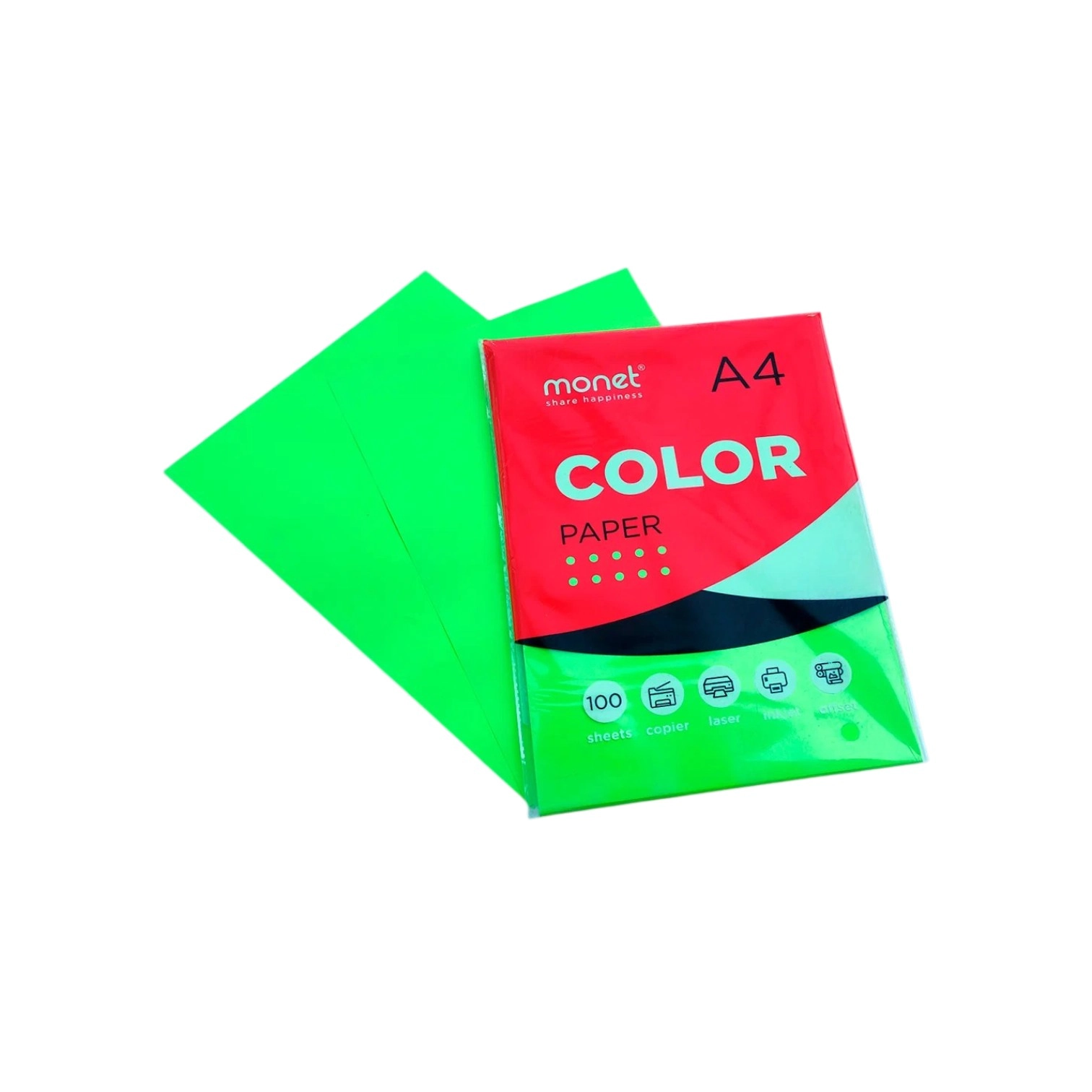 Цветная бумага флуоресцентный зеленый A4 2CP016 (100 шт) купить