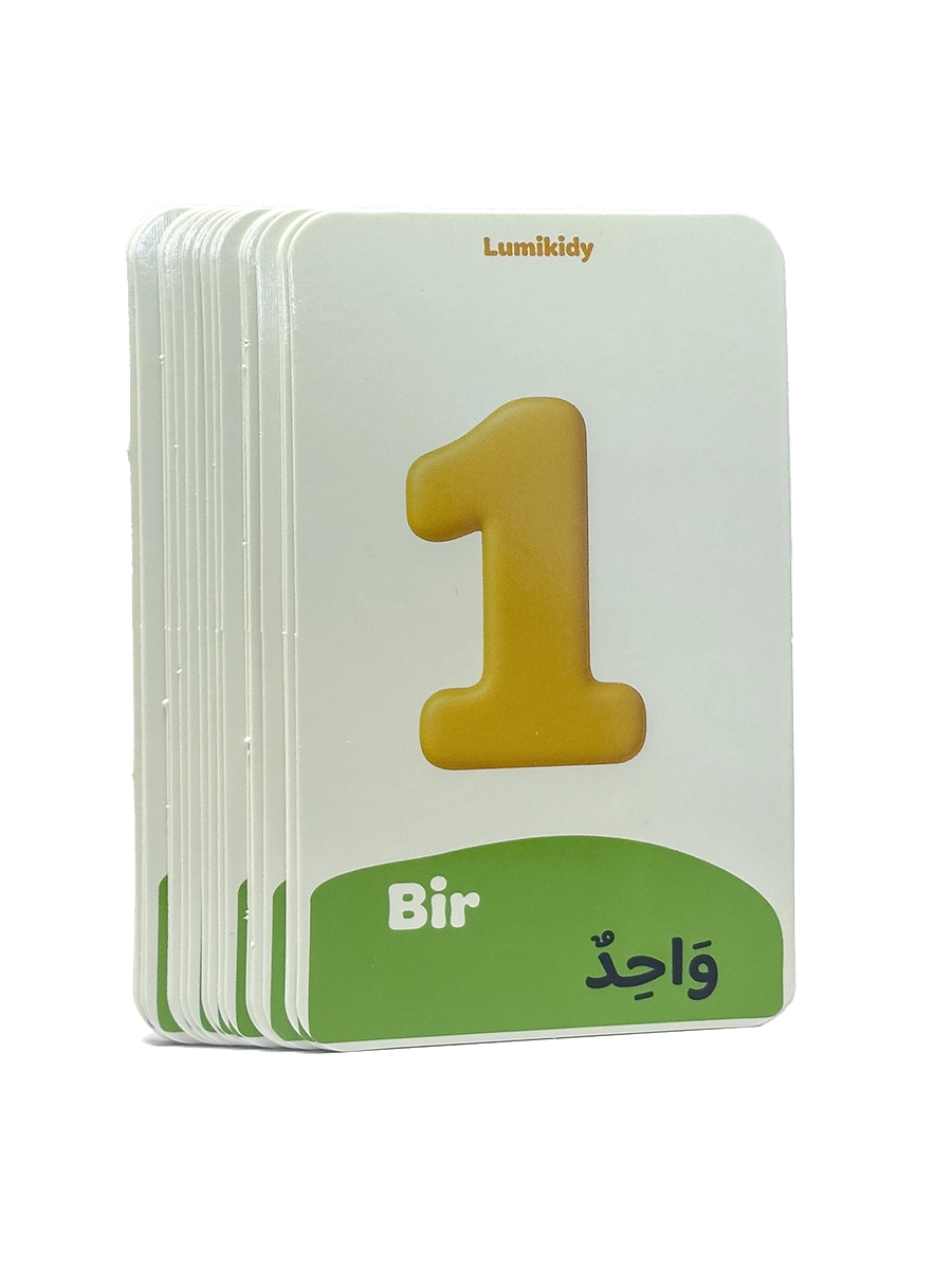 Bolalar rivojlanishi uchun kartochkalar: Raqamlar - الأرقام (arab tilida) onlayn