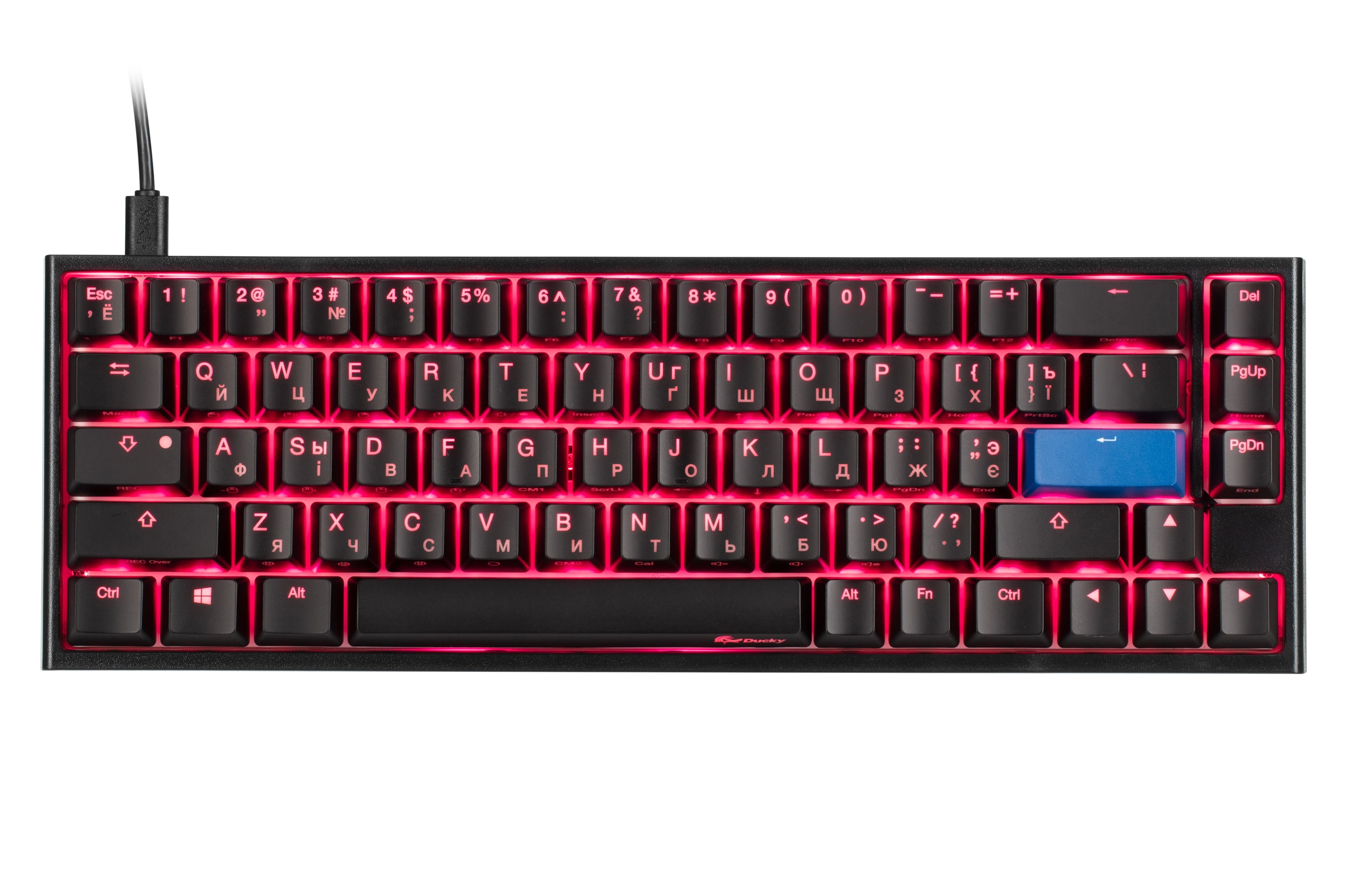 Ducky One 2 SF RGB LED Cherry Silent Red UA/RU Black-White klaviaturasi O'zbekistonda