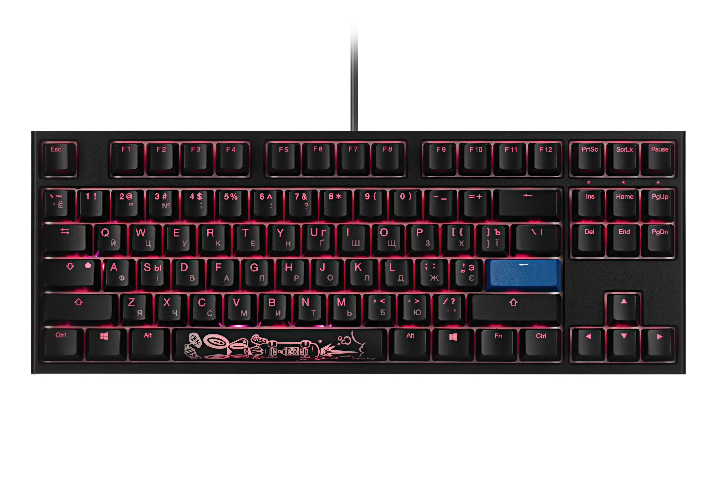 Ducky One 2 TKL RGB LED UA/RU Cherry Blue (Black-White) klaviaturasi O'zbekistonda