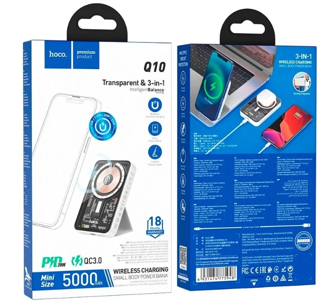 Hoco Q10 5000 mah portativ akkumulyatori yetkazib berish