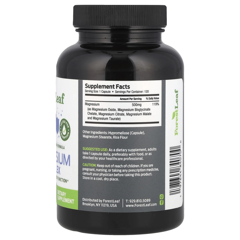 Forest Leaf, Takomillashtirilgan magniy kompleksi, 500 mg, 120 ta o‘simlik kapsulasi (84070) arzon