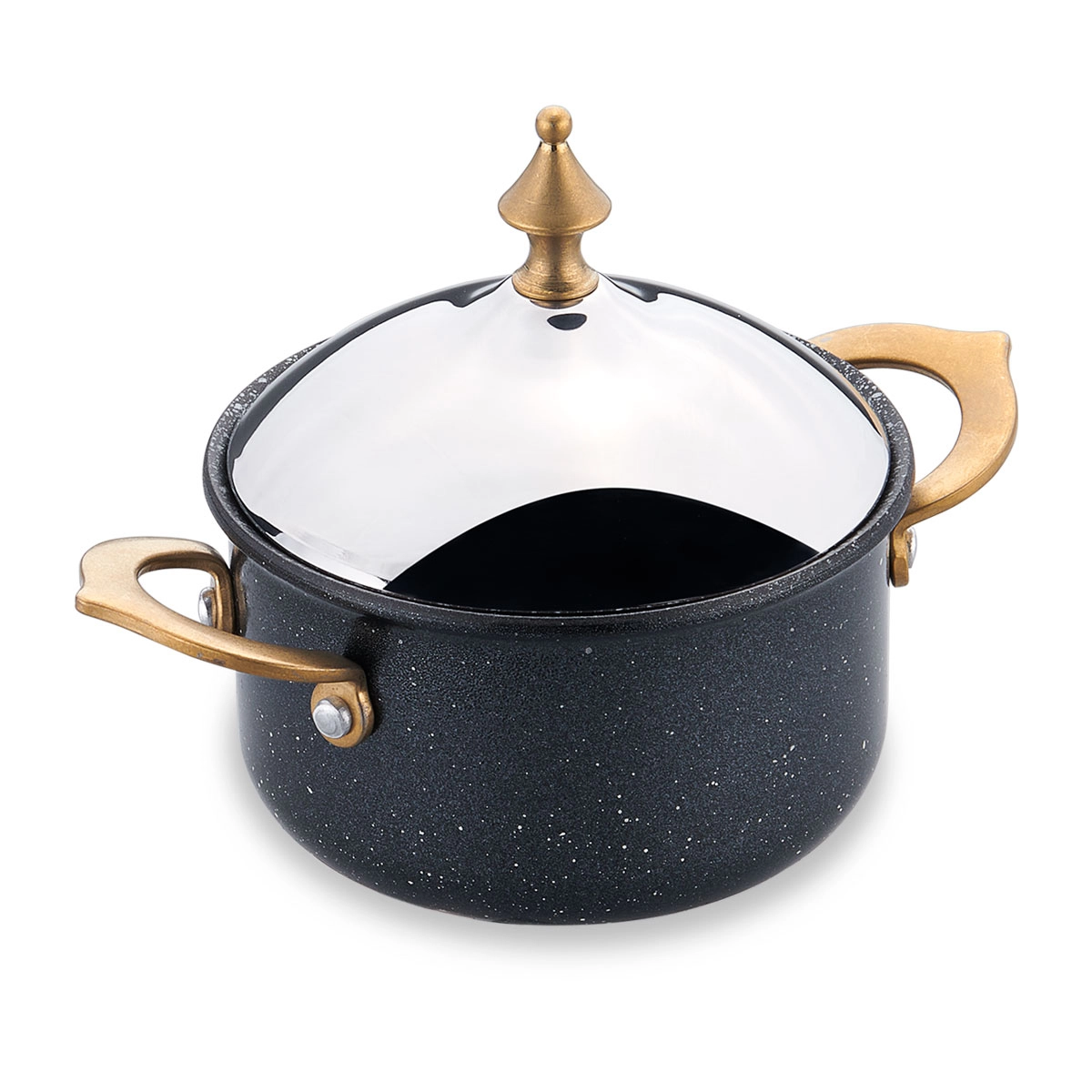 Korkmaz Hanedan 10 sm 0.45 l zanglamaydigan po‘lat, ko‘p qatlamli kapsulali taglik, kostryulkasi (A2972-1) , Black sotib olish