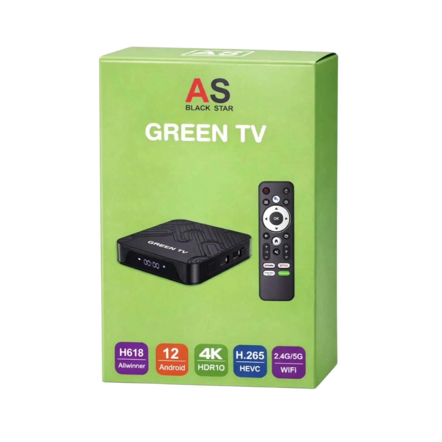 Смарт ТВ приставка GREEN TV 2/16 GB, 8K ULTRA HD, Android 12, Black рассрочка