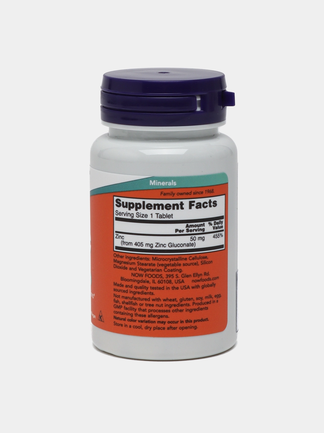 NOW Foods Zinc 50 mg (NOW-01520), 100 tabletka arzon