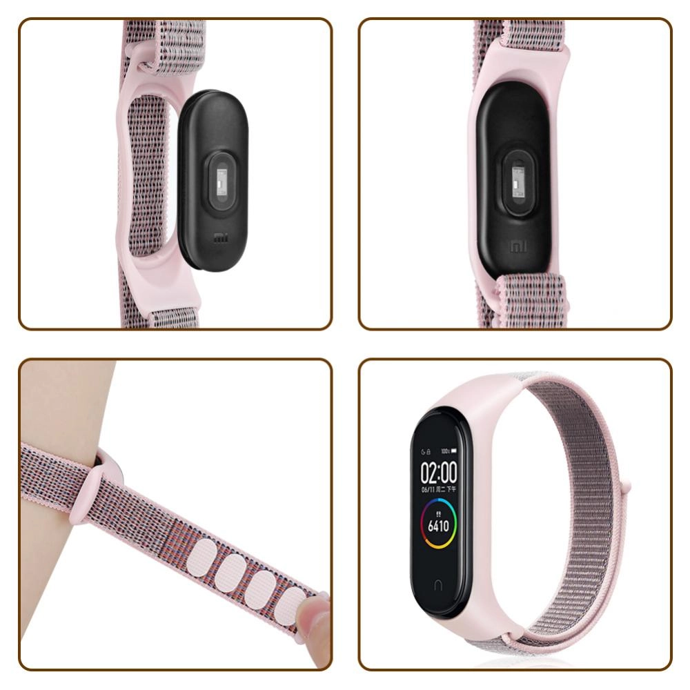 Xiaomi Mi Band 5 / Mi Band 4 / Mi Band 3 uchun tasmacha (neylon, pushti + kul rang) sotib olish