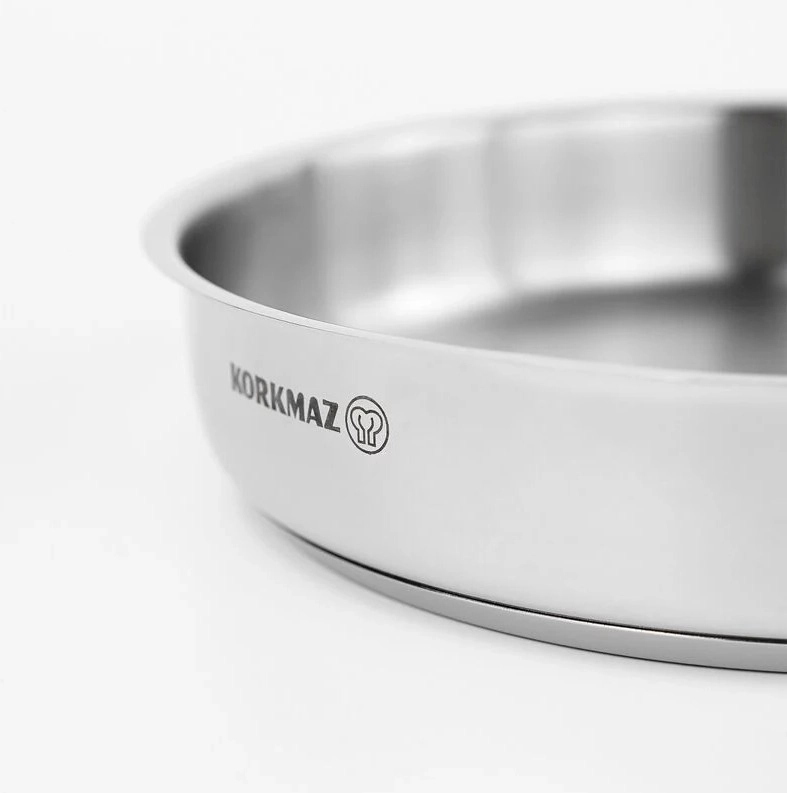 Korkmaz Proline 24 sm 2.0 l, zanglamaydigan po‘lat, ko‘p qatlamli kapsulali taglik, sous tovasi (A1659) , Silver O'zbekistonda