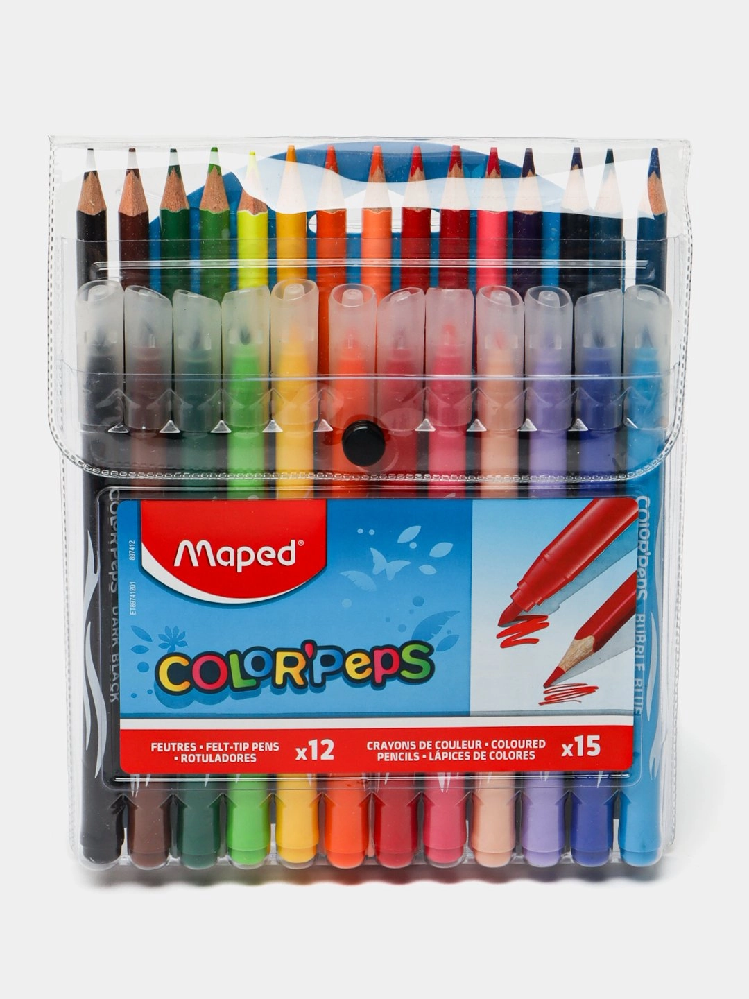 Maped rangli qalamlar va flomasterlar to‘plami: 15 + 12 ta sotib olish