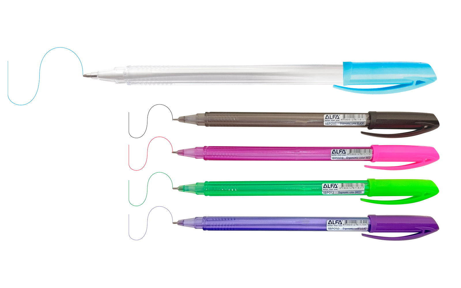 Ergonomic COLOR SET 1BP013 sharikli ruchkalar arzon