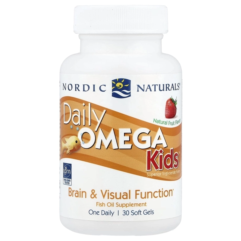 Nordic Naturals Daily Omega Kids™ bolalar uchun yumshoq kapsulali omega-3, klubnika ta’mi, 30 dona, 340 mg (01817) sotib olish