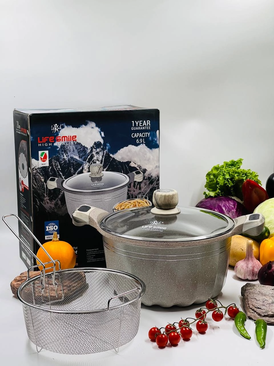 Казан Life Smile 24см 4,1л,  Light Grey в Узбекистане