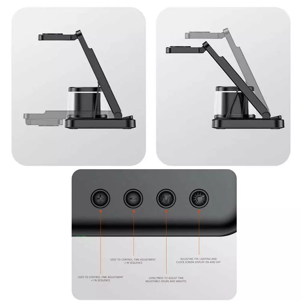 Беспроводная зарядная станция Yesido DS22 с ночником и часами недорого