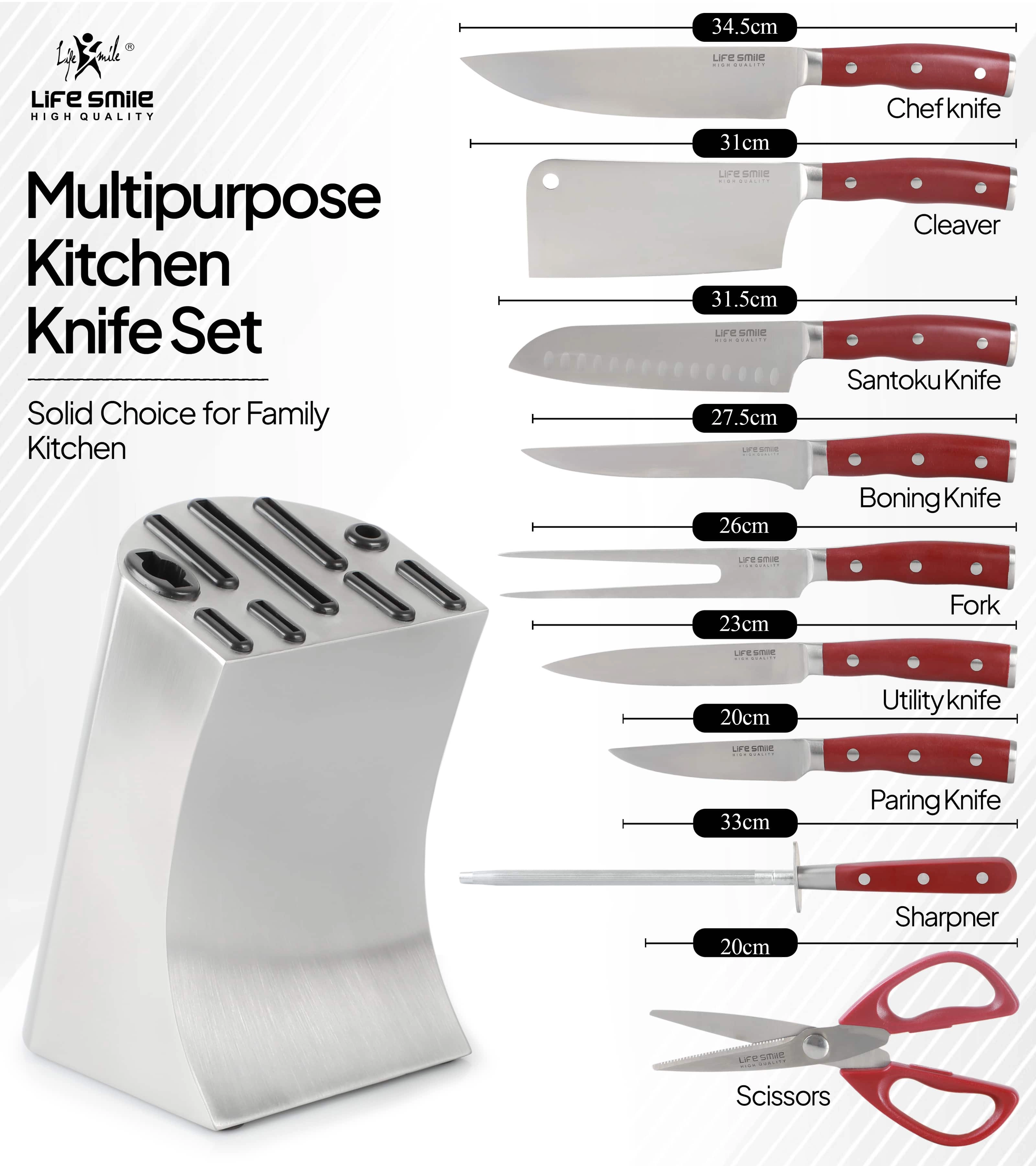 Life Smiledan zanglamaydigan pichoqlar to'plami  (10 buyumli) O'zbekistonda