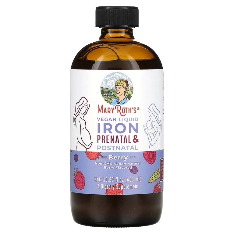 MaryRuth's Vegan Liquid Iron, пренатальный и послеродовой, ягодный, 450 мл (47137) купить