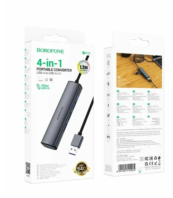 USB Borofone DH12 1.2m adapteri onlayn