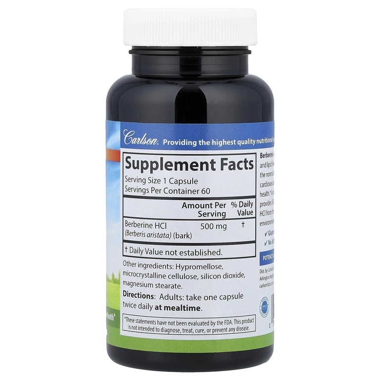 Carlson, Berberin, 500 mg, 60 vegetarian kapsula (81300) arzon