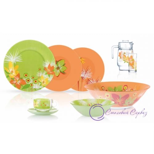 POP FLOWERS MIX – 46 buyumli, 6 kishilik Luminarc dasturxon servizi arzon