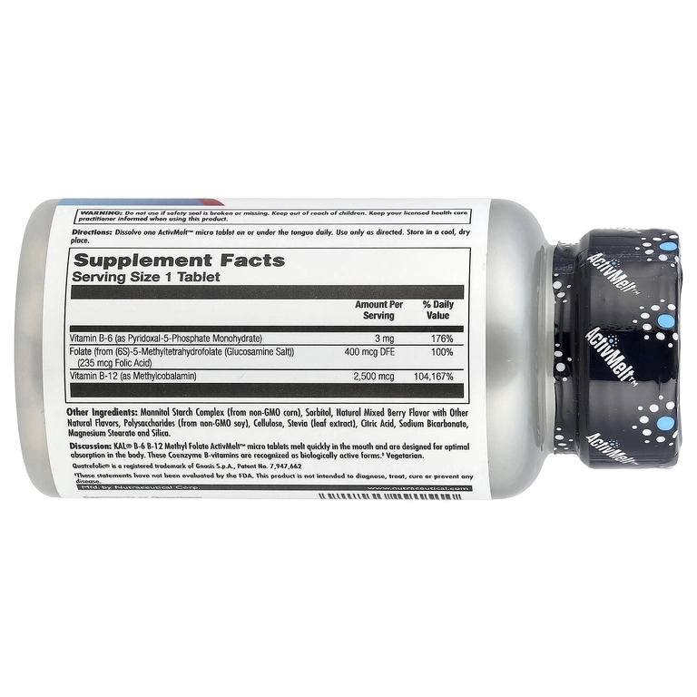 KAL, Vitamin B-6, Vitamin B-12 metilfolat, mevali aralash, 60 mikrotabletka (29151) arzon