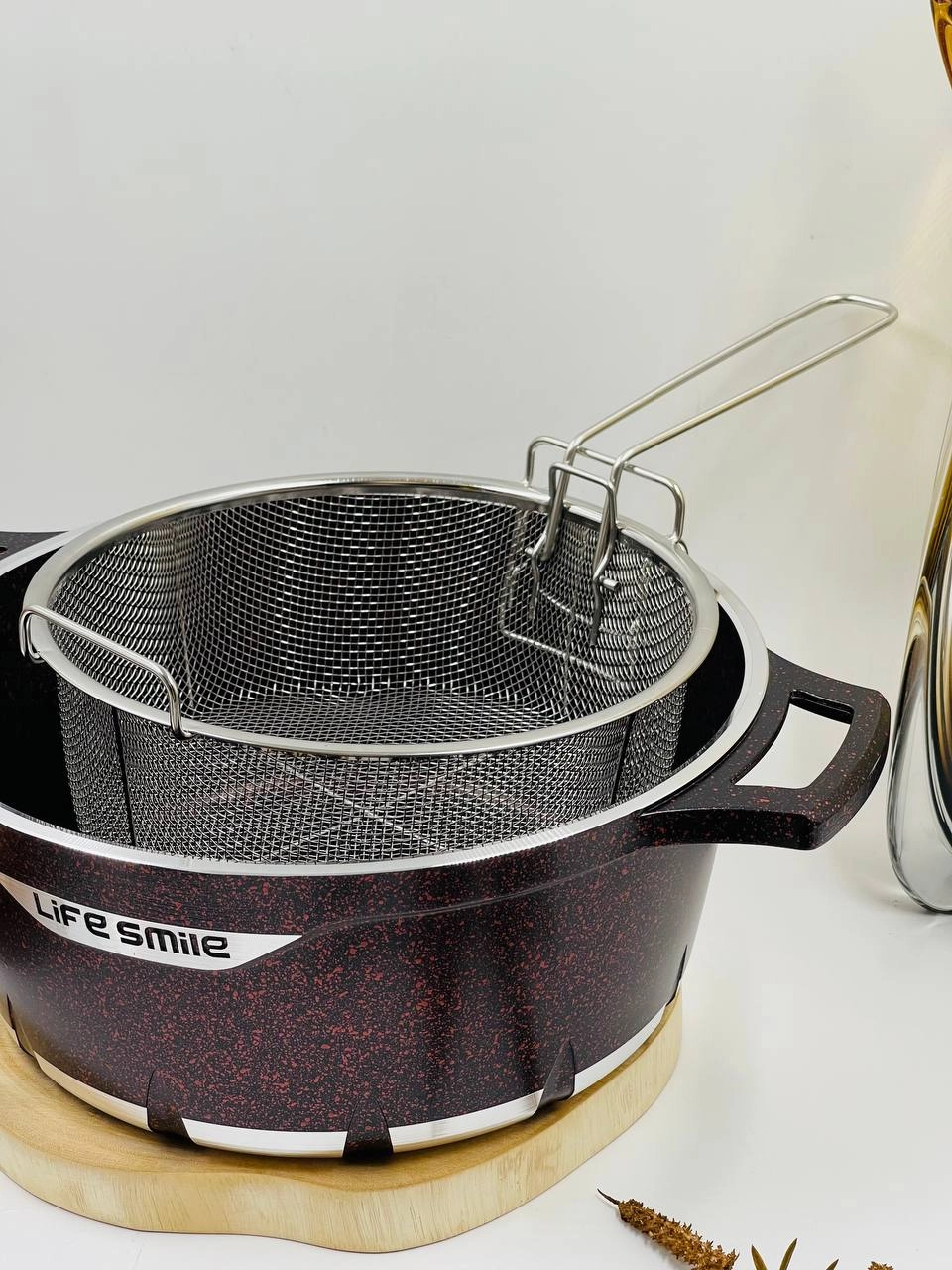 Granit qoplamali qozon Life Smile FLCM + basket 28 sm, 6,9 l arzon