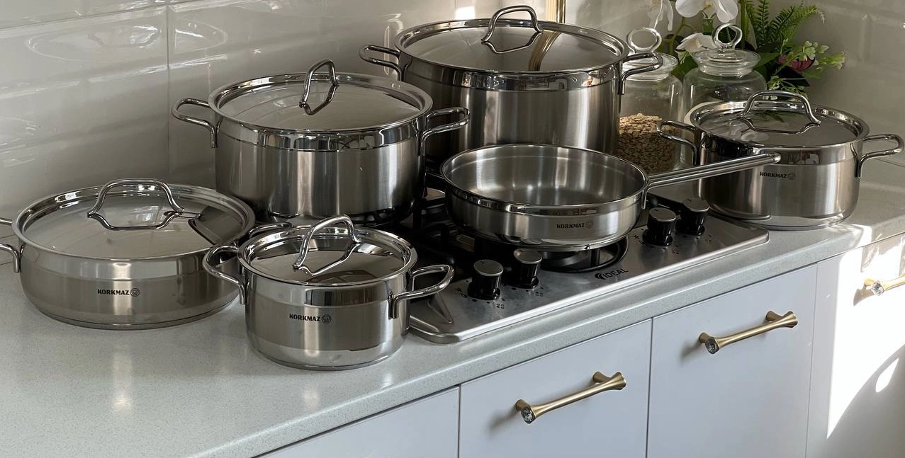 Набор посуды Korkmaz Alfa XL, нержавеющая сталь, с крышкой, 11 предметов, серебристый (A1641) недорого