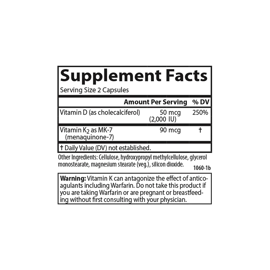 Carlson Labs, Vitamin D3 + K2, 60 kapsula (10610) onlayn