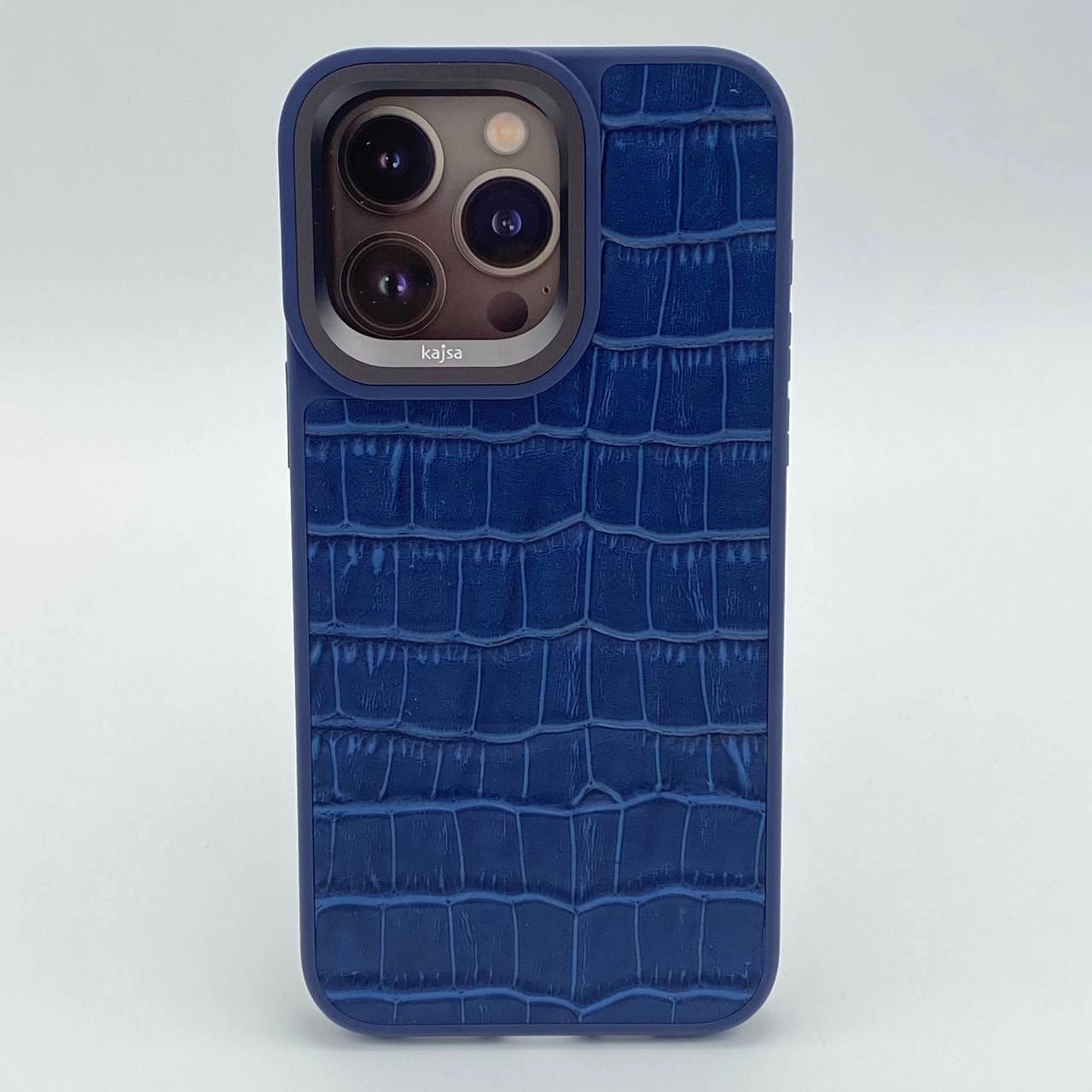 iPhone 15 Pro Max uchun Kajsa Croco Pattern ko'k g'ilofi sotib olish