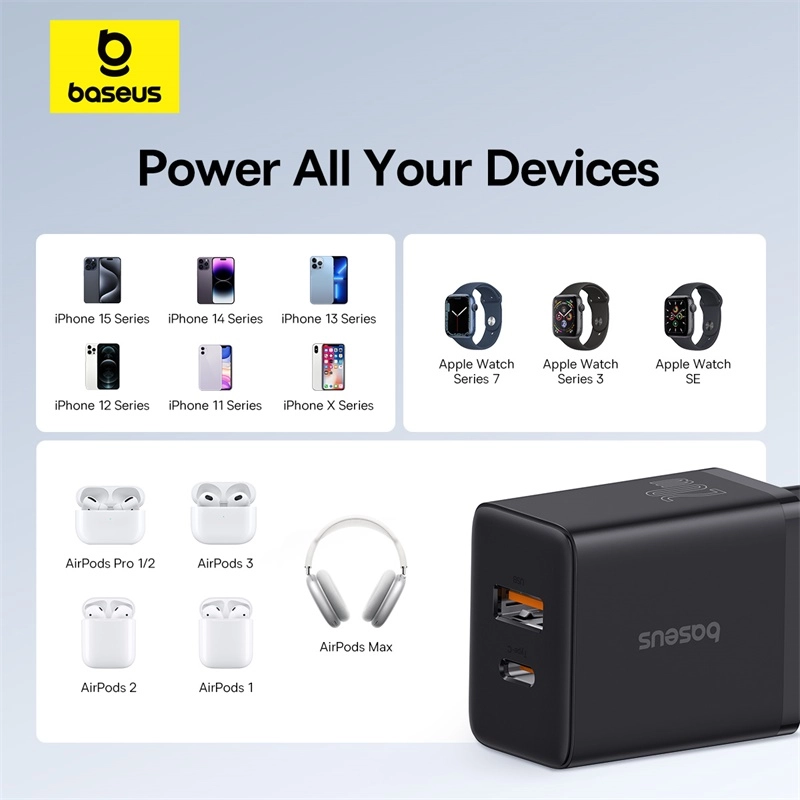 Baseus Cube PD 20W Fast Charger USB+Type-C qora zaryadlash qurilmasi - rasm №3 Baseus Cube PD 20W Fast Charger USB+Type-C qora zaryadlash qurilmasi arzon