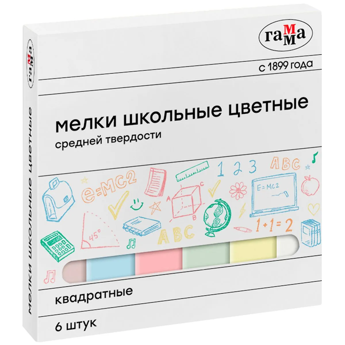 Мелки для доски Gamma, цветные, 6 шт (30320212) купить