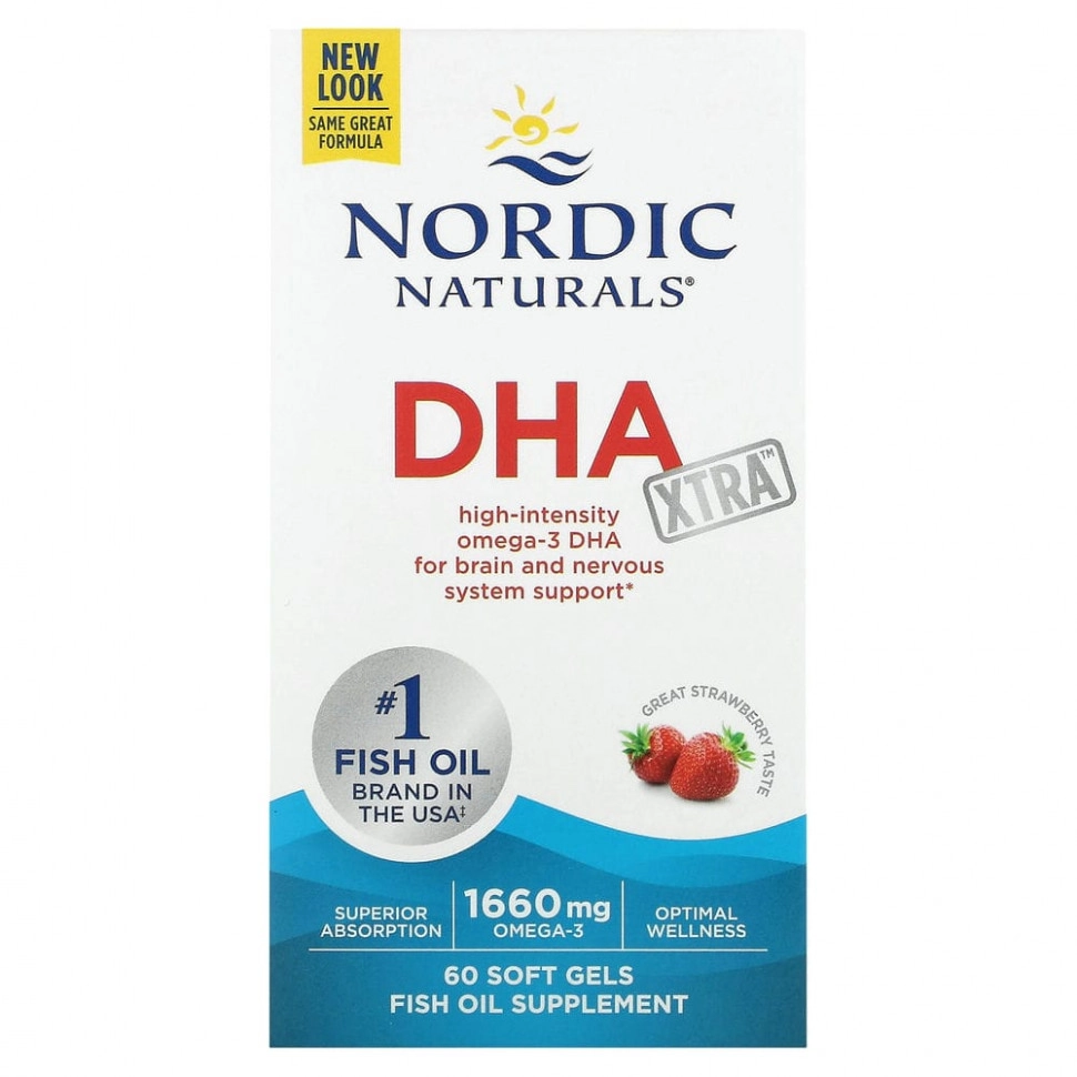 Nordic Naturals DHA Xtra мягкие гелевые капсулы с ДГК, клубника, 60 шт, 830 мг (01745) купить