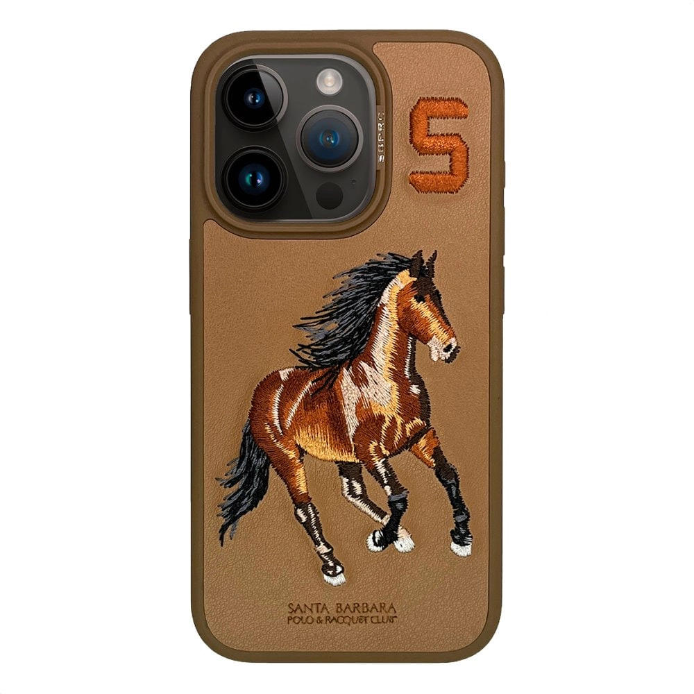 Santa Barbara Polo Racquet Club iPhone 15 pro max/pro uchun jigarrang charm g‘ilof sotib olish