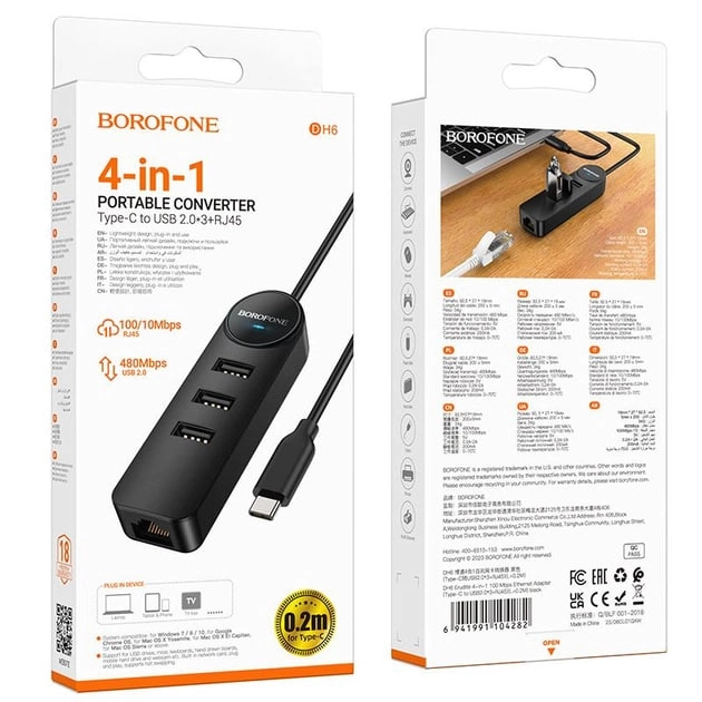 USB Borofone DH6 adapteri - rasm №8 USB Borofone DH6 adapteri yetkazib berish