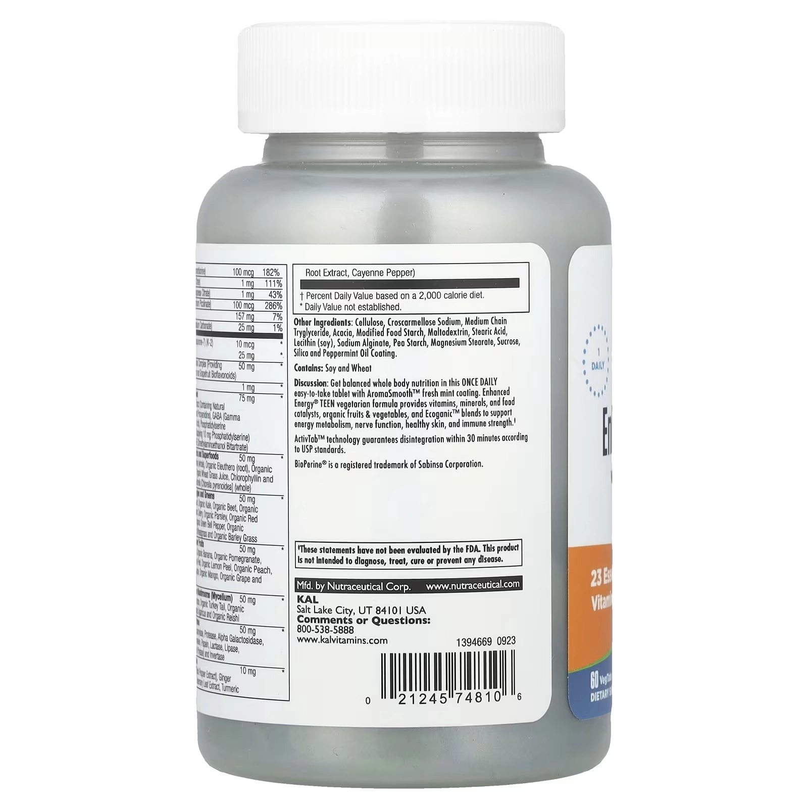 KAL, Enhanced Energy®, multivitamin qo'shimchasi o'smirlar uchun, 60 ta o'simlik tabletkalar (74810) onlayn