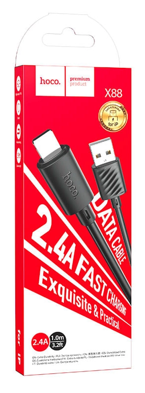 Кабель Hoco X88 USB to Lightning 1m черный онлайн