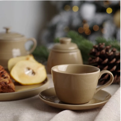 FISSMAN Beige tarelkali chashkasi, 260 ml narxi