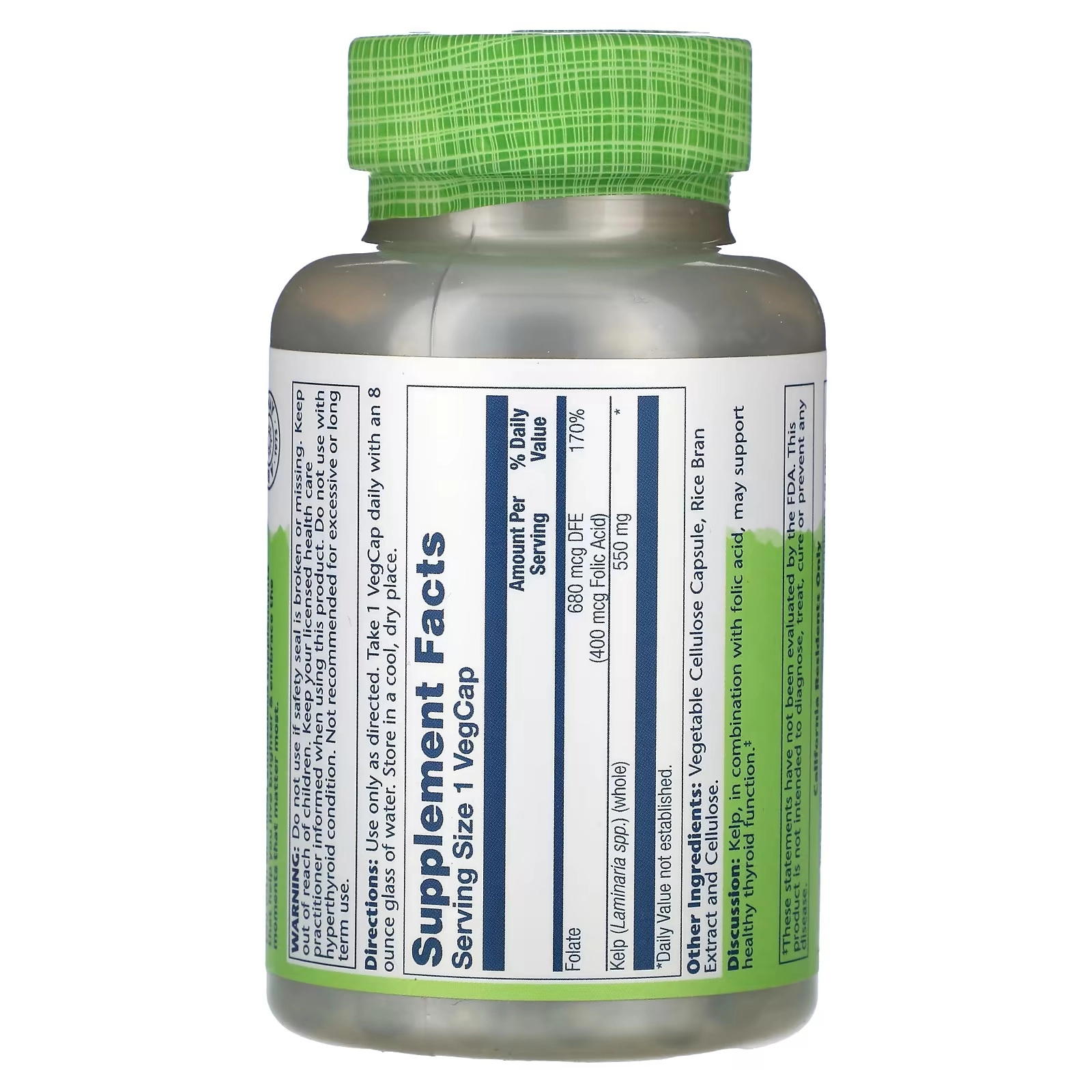Solaray, True Herbs, Kelp, Vodorosli, 550 mg, 180 o‘simlik kapsulasi (13651) - rasm №3 Solaray, True Herbs, Kelp, Vodorosli, 550 mg, 180 o‘simlik kapsulasi (13651) arzon