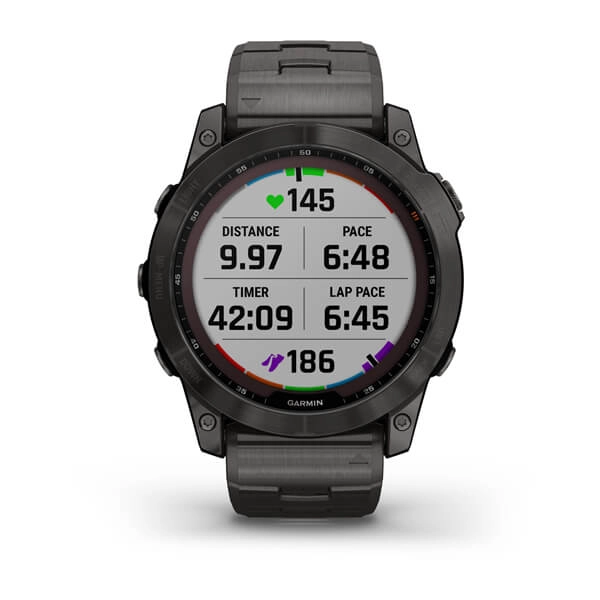 Garmin FENIX 7X Sapphire Solar Edition Carbon Grey DLC Titanium with Carbon Grey DLC Vented Titanium Band smart-soati rasm bilan