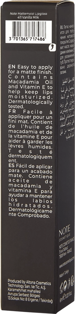 NOTE MATTEMOIST LIPGLOSS 411 lab bo'yog'i arzon