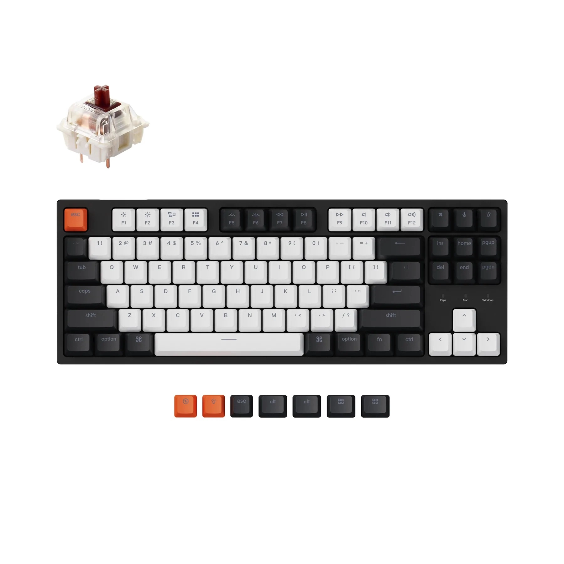 Keychron C1 Wired  87 Key  Gateron  Switch White LED Brown klaviaturasi sotib olish