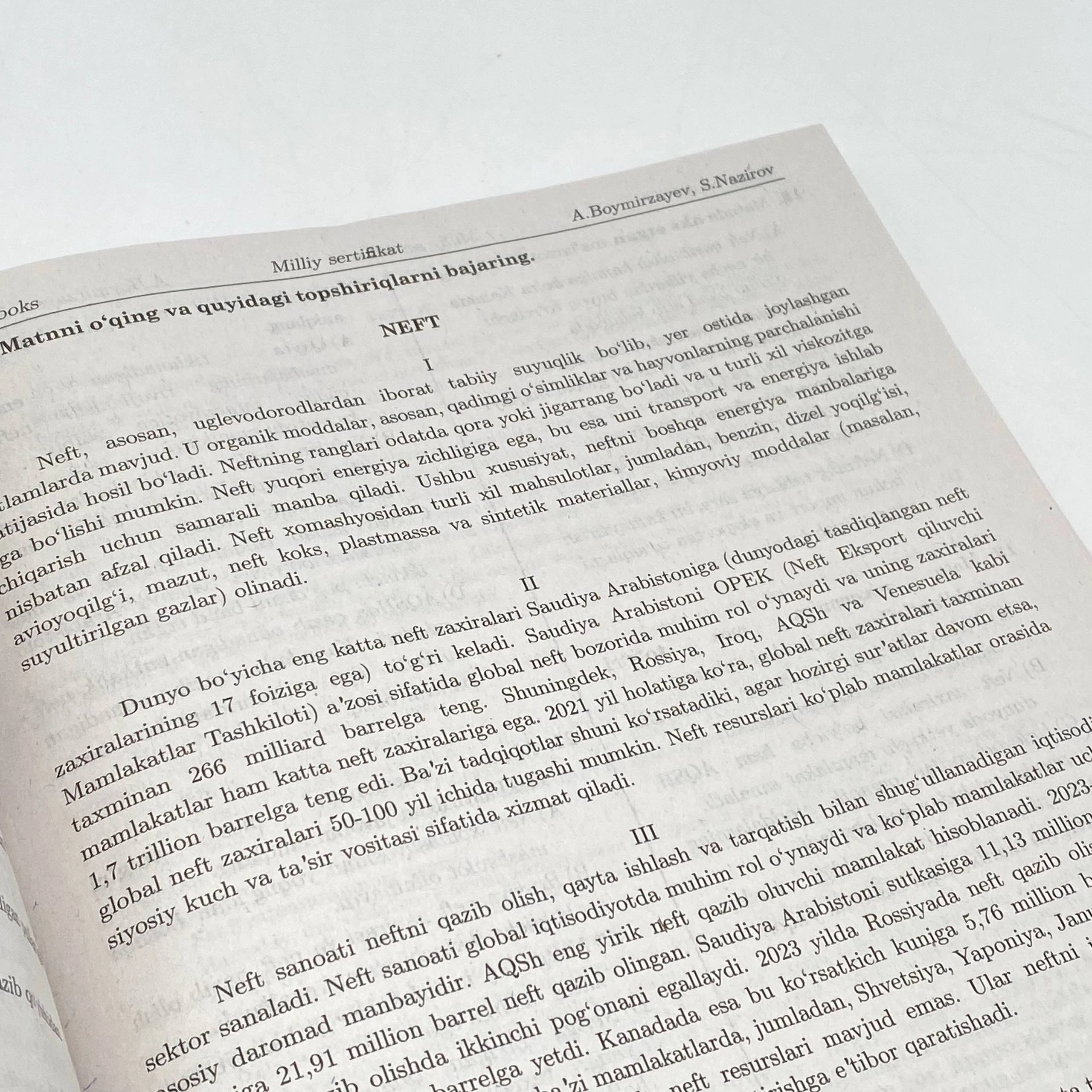 Акбарали Боймирзаев, Салимбек Назиров: Она тили ва Адабиёт: Миллий сертификат (Услубий қўлланма) в Узбекистане