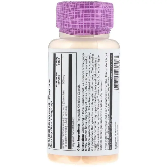 Solaray Куркума (Turmeric),экстракт корня, 600 мг, 30 капсул (13747) недорого