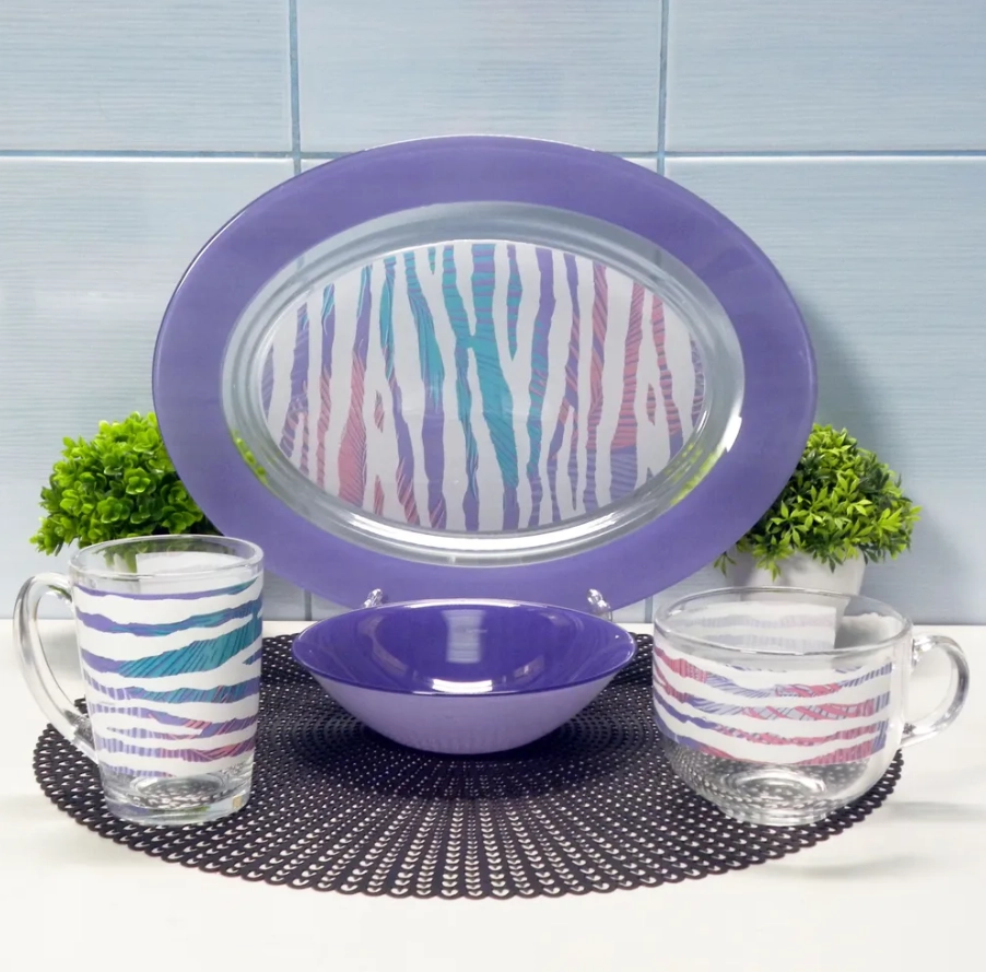 Luminarc Junia Purple 46 ta element Stol servisi (V1201) O'zbekistonda