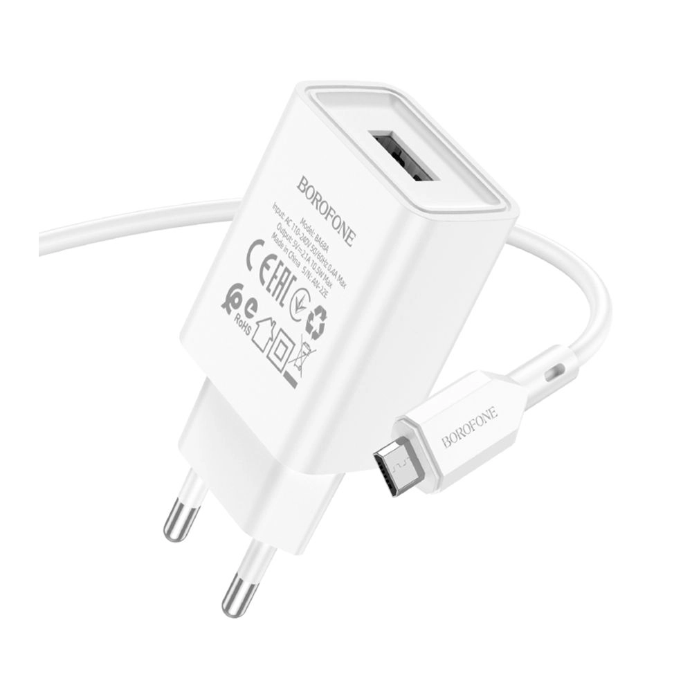 Borofone BA68A Micro kabelli oq zaryadlash qurilmasi arzon