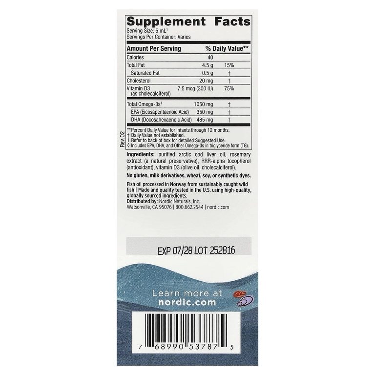 Nordic Naturals Baby&rsquo;s DHA chaqaloqlar uchun suyuq DHA vitamin D3 bilan, 60 ml (53787) arzon