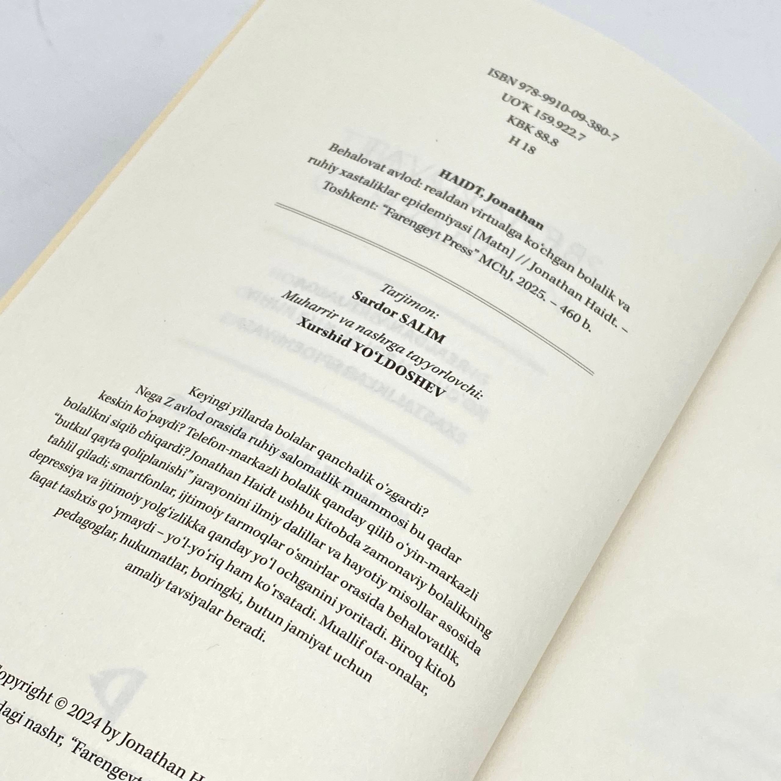 Jonathan Haidt: Behalovat avlod O'zbekistonda