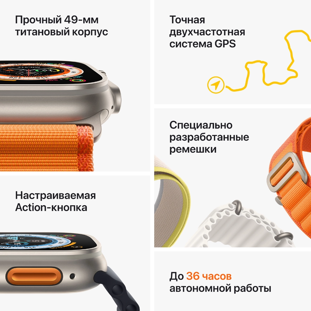 Смарт часы Apple Watch 8 Ultra 49mm Yellow (Ocean) рассрочка